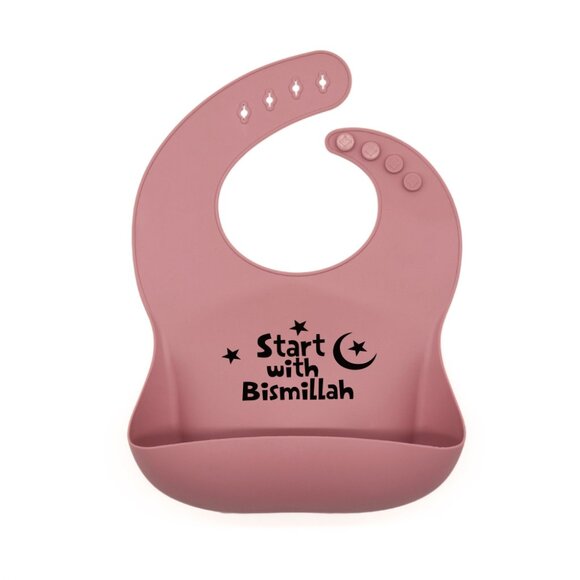 “Start with Bismillah” Silicone Bib – Islamic Baby Gift – Easy-Clean, Adjustable - Picture 3 of 6